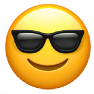 lachend gezicht met zonnebril