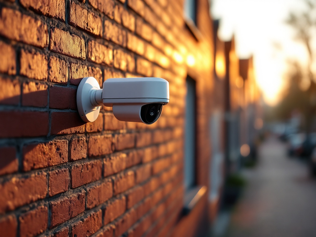 Een IP-camera aan een bakstenen gevel